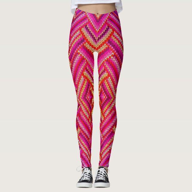 Colorful wavy patterns leggings (Front)