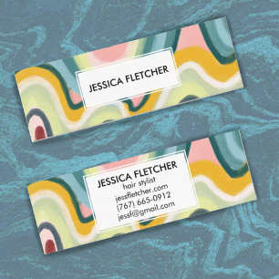 Colorful Wavy Stripes Minimalist Cool Mini Business Card