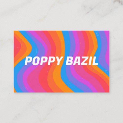 Colorful Wavy Stripes Minimalist Rainbow Bold Pink Business Card