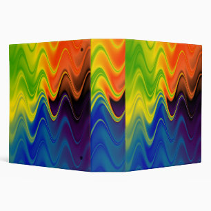Colorful Wavy Swirl Pattern 3 Ring Binder