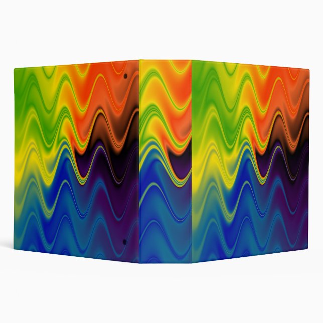 Colorful Wavy Swirl Pattern 3 Ring Binder (Background)