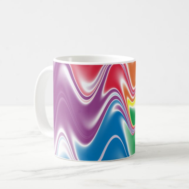 Colorful Wavy Swirl Pattern Coffee Mug (Front Left)