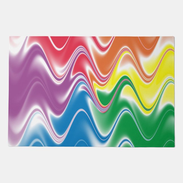 Colorful Wavy Swirl Pattern Doormat (Front)