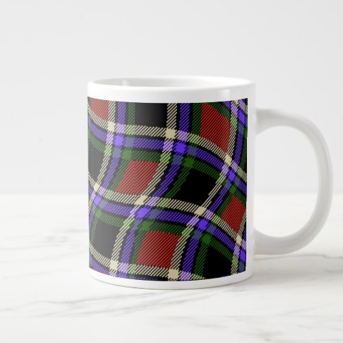 Colorful Wavy Tartan Pattern Green Red Purple Whit Giant Coffee Mug