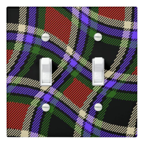 Colorful Wavy Tartan Pattern Green Red Purple Whit Light Switch Cover