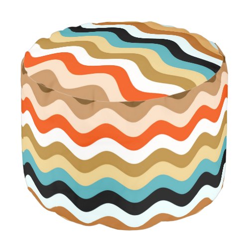 Colorful Wavy Zigzag Multicolored Pattern Pouf