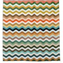 Colorful Wavy Zigzag Multicolored Pattern Shower Curtain