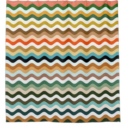 Colorful Wavy Zigzag Multicolored Pattern Shower Curtain