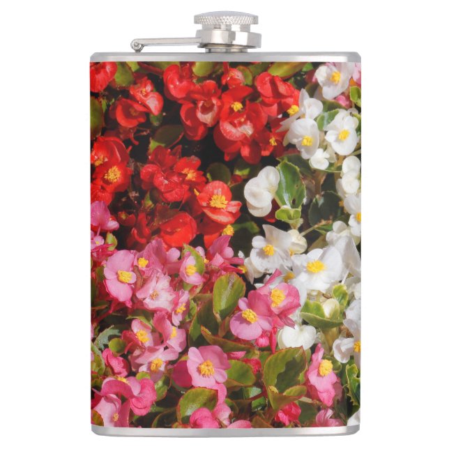 Colorful Wax Begonias Hip Flask (Front)