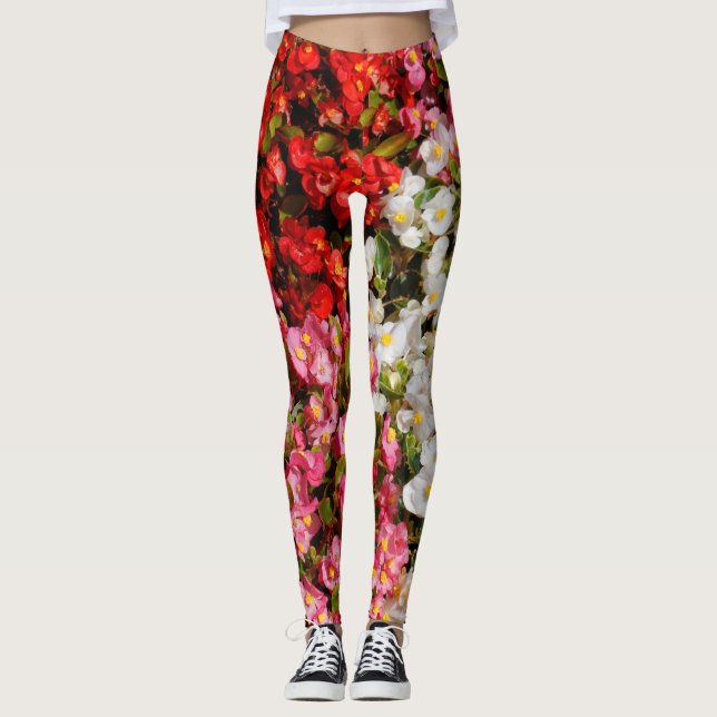 Colorful Wax Begonias Leggings (Front)