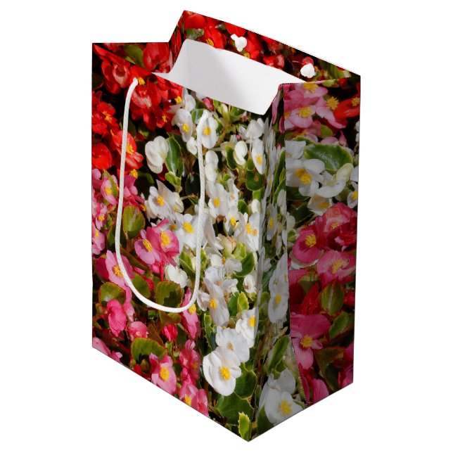 Colorful Wax Begonias Medium Gift Bag (Front Angled)