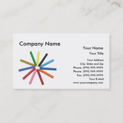 Colorful wax crayons arranged in star shape. business card templates