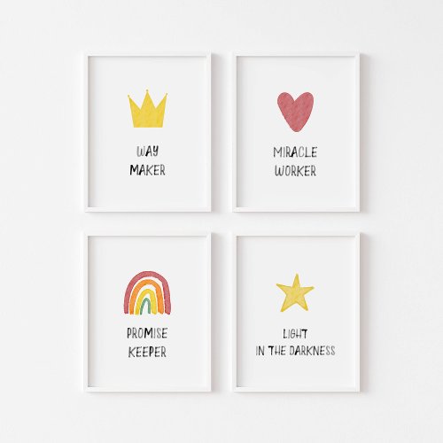 Colorful way maker poster set of 4