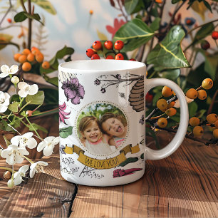 Colorful We Love You Kids Photo & Name Queen Bee Coffee Mug