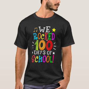 Colorful We Rocked 100 Days Of School Teacher Stud T-Shirt