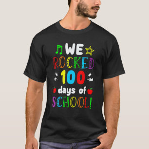 Colorful We Rocked 100 Days Of School Teacher Stud T-Shirt