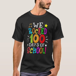 Colorful We Rocked 100 Days Of School Teacher Stud T-Shirt
