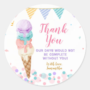 Colorful We Scream Four Ice Cream Fourth Birthday Classic Round Sticker