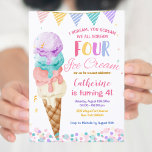 Colorful We Scream Four Ice Cream Fourth Birthday Invitation<br><div class="desc">Colorful We Scream Four Ice Cream Fourth Birthday Invitation</div>