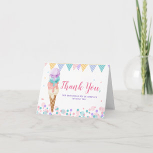 Colorful We Scream Four Ice Cream Fourth Birthday Thank You Card