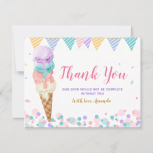 Colorful We Scream Four Ice Cream Fourth Birthday Thank You Card