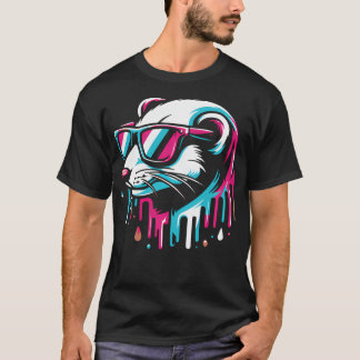 Colorful Weasel Sunglasses Art Cool T-Shirt