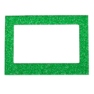 Colorful Wedding Anniversary Green Glitter Magnetic Frame