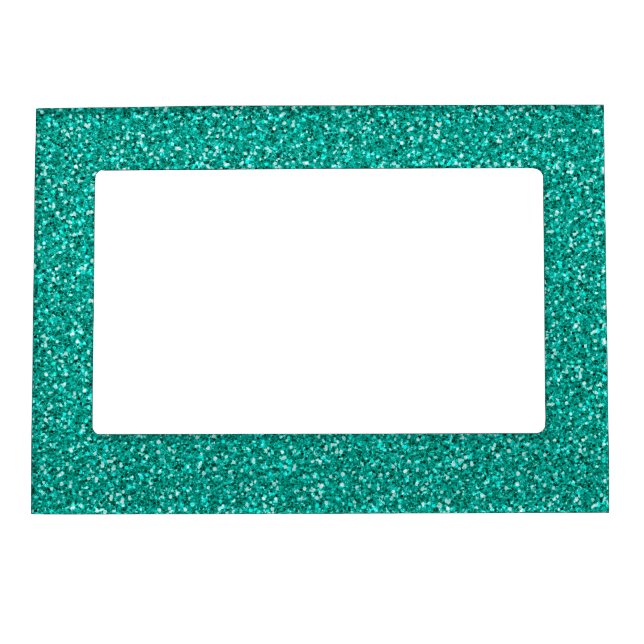 Colorful Wedding Anniversary Teal Glitter Magnetic Frame (Front)