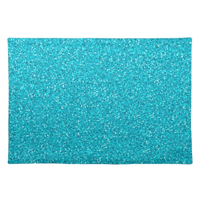 Colorful Wedding Anniversary Teal Glitter Placemat (Front)