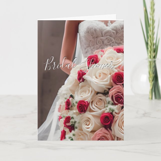 Colorful Wedding Bridal Shower Floral Roses Card (Front)