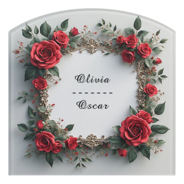Colorful Wedding Floral Wreath Door Sign (Contour Front)