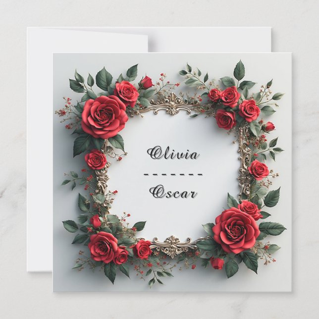 Colorful Wedding Floral Wreath Magnetic Invitation (Front)
