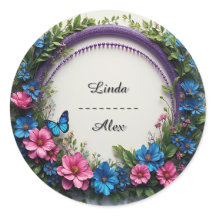 Colorful Wedding Floral Wreath with Butterflies