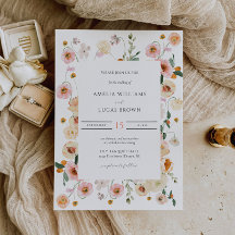 Colorful Wedding Invitation with Spring Florals