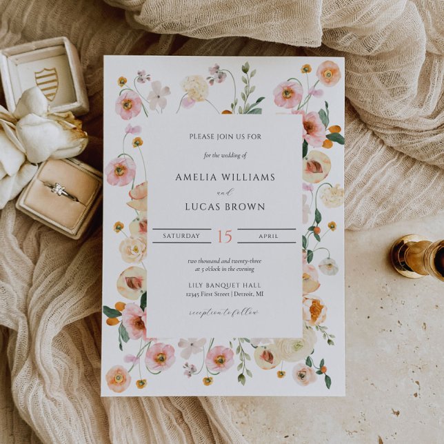 Colorful Wedding Invitation with Spring Florals (Creator Uploaded)