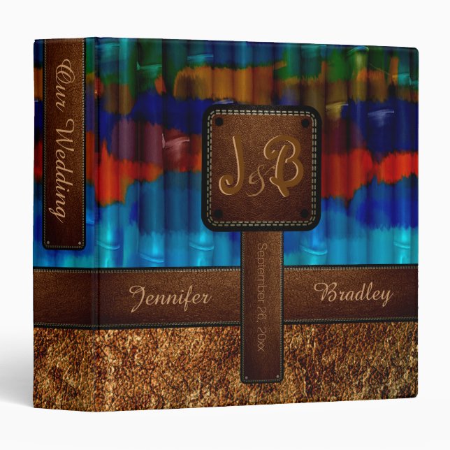 Colorful Wedding Leather Look #2 3 Ring Binder (Front/Spine)