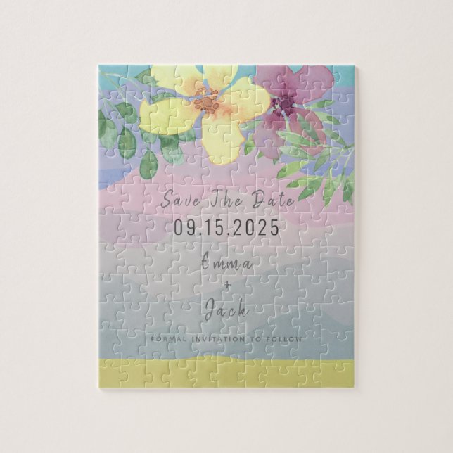 Colorful Wedding Save The Date Invitation Jigsaw Puzzle (Vertical)