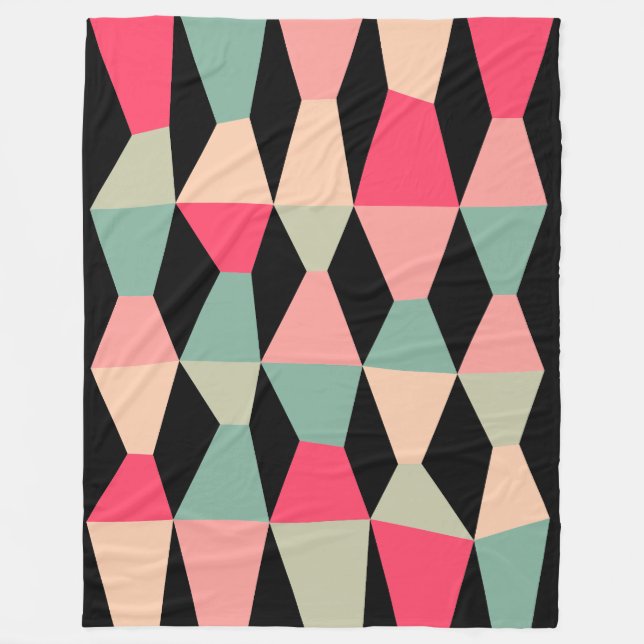 Colorful Wedges 161214c - on Black Fleece Blanket (Front)