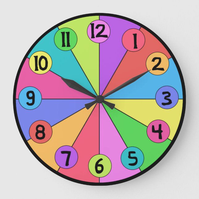 Colorful Wedges Kids Clock (Front)