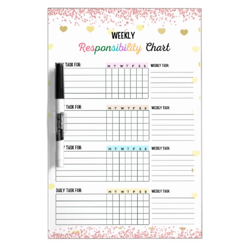 Colorful Weekly Chore Chart Heart Familyroommate Dry Erase Board