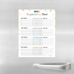 Colorful Weekly Chore Chart Heart Family/roommate Magnetic Dry Erase Sheet