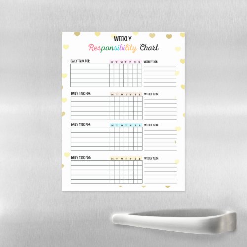 Colorful Weekly Chore Chart Heart Familyroommate Magnetic Dry Erase Sheet