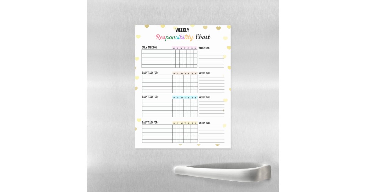 Colorful Weekly Chore Chart Heart Family/roommate Magnetic Dry Erase ...