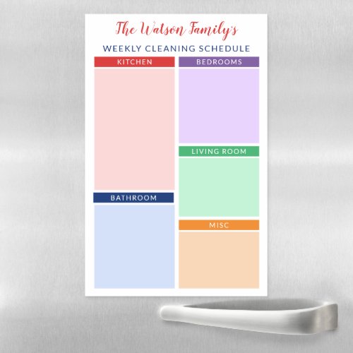 Colorful Weekly Cleaning Schedule Magnetic Dry Erase Sheet