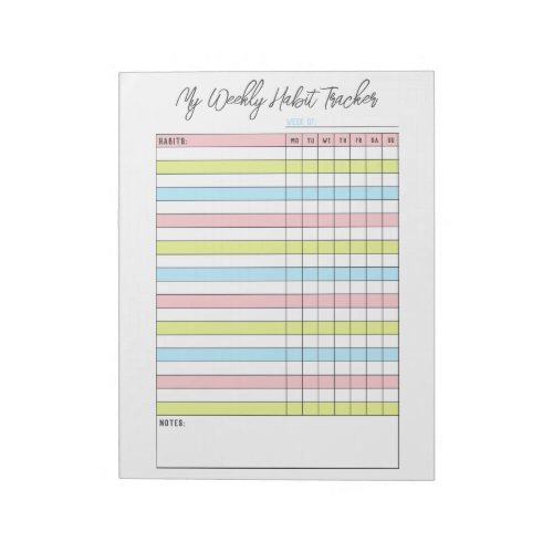 Colorful Weekly Habit Tracker Notepad