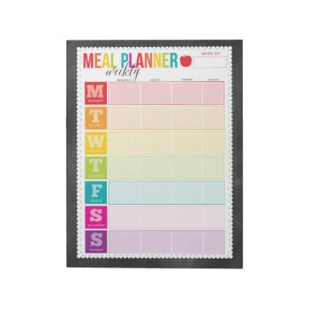 Colorful Weekly Meal Planner Large Notepad by modernmaryella at Zazzle