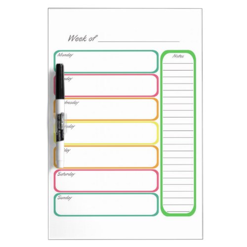 Colorful Weekly Planner Dry Erase Board