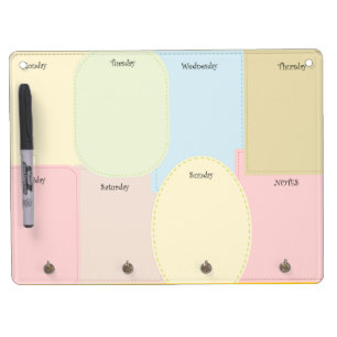 Colorful Weekly Planner Dry Erase Board With Keychain Holder