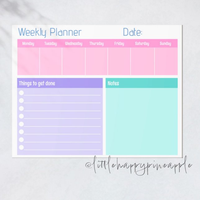 Colorful Weekly Planner Notepad (Creator Uploaded)