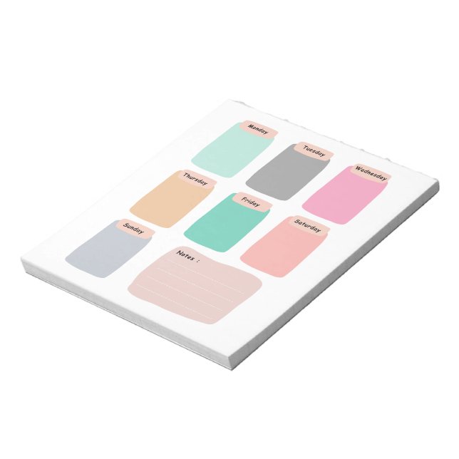 Colorful Weekly Planner Notepad (Rotated)